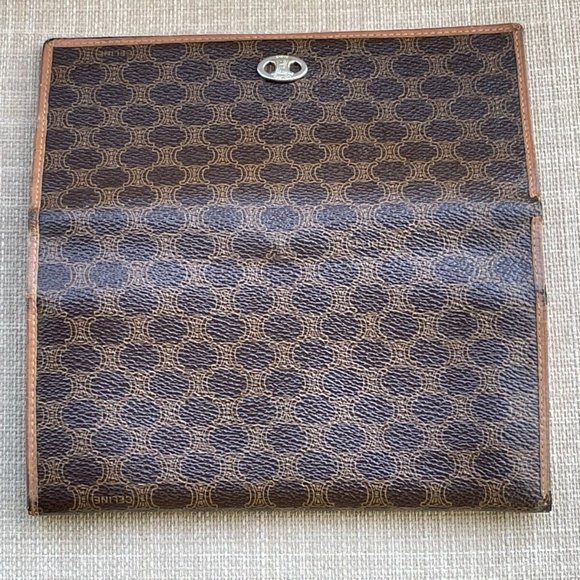 CELINE C Macadam Long Bifold Wallet Card Holder Leather Clutch Purse Made in Ita - Picture 5 of 12